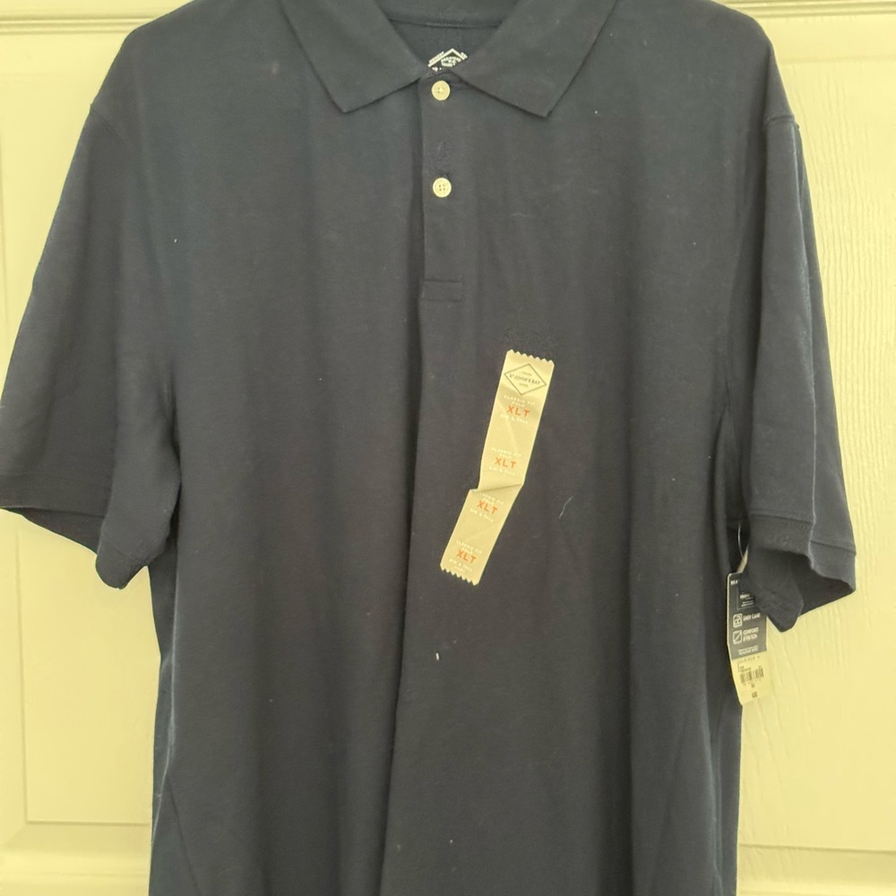 Blue Polo Shirt with Textured Fabric